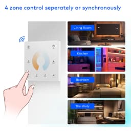 LED Smart Dimmer 2 CH 12V 24V 36V CCT LED Strip Dimming Controller Kit 2.4G RF Remote Control 4 Zone Touch Switch For TUYA Wifi