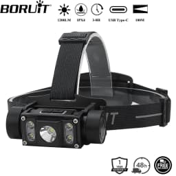 BORUiT B50 1200LM LED Headlamp Powerful TYPE-C Rechargeable 21700 Battery Headlight Waterproof Fishing Camping Head Torch