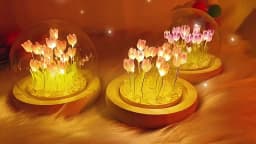 10/20Pcs Tulip Night Light Battery Operated Tulip Flower Table Lamp DIY Simulation Tulip LED Nightlight Handmade Bedside Light