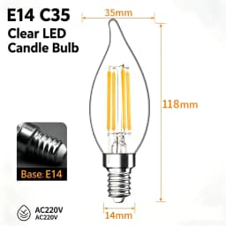 10pcs E14 LED Bulb AC220/240V 4W 6W Filament Candle Light C35 Edison Glass Bulb Retro Antique Vintage Style Cold White Warm