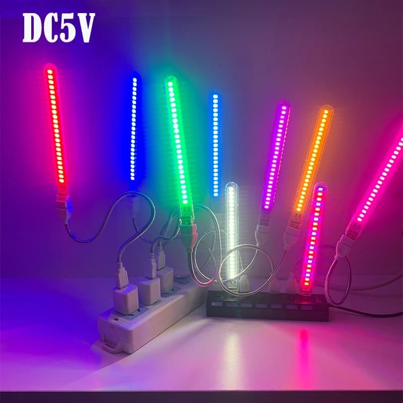 DC5V USB LED Night Light 24LEDs Colored Lamp Red Yellow White Blue Green Purple Pink Atmosphere Lights For Bedroom Decoration