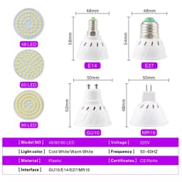 E27 E14 MR16 GU10 Lampada LED Bulb 220V-240V LED Lamp Spotlight 48 60 80 LED 2835 SMD Lampara Spot Light