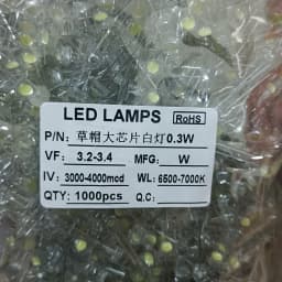 5mm Straw Hat LED Dip Ultra Bright Pure Cold White 3V 0.2W 20MA 2000MCD LED Diode Round Water Clear Light Emitting Diode