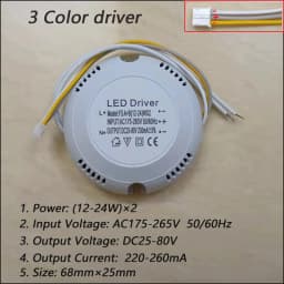 LED Driver Current 240mA 12-24W/24-40W SMD PCB Light Ceiling Power Supply 3 Color 3Pin Lighting Transformers Input AC175-265V