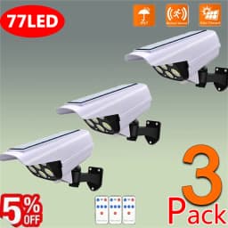 77LED Solar Motion Sensor Security Light Outdoor Dummy Camera Wireless Flood Light Waterproof Lamp For Home Garden,1/2/3PCS