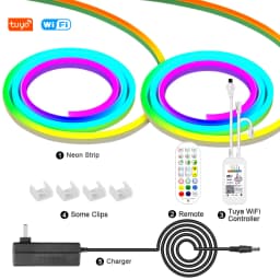 IP67 Tuya WiFi 12V RGBIC Neon Light Led Strips 96LEDs/m Smart RGB Chasing Led Neon Rope Tape For Room Decoration Work With Alexa