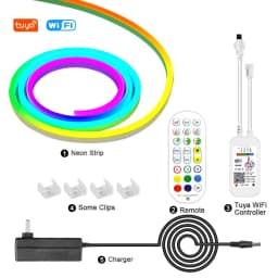 IP67 Tuya WiFi 12V RGBIC Neon Light Led Strips 96LEDs/m Smart RGB Chasing Led Neon Rope Tape For Room Decoration Work With Alexa