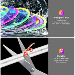 IP67 Tuya WiFi 12V RGBIC Neon Light Led Strips 96LEDs/m Smart RGB Chasing Led Neon Rope Tape For Room Decoration Work With Alexa