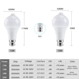 B22 Motion Sensor LED Bulb Light 12/15/18/22W White Warm Light Automatic Switch Light Bulb For Bedroom Corridor Aisle Stair