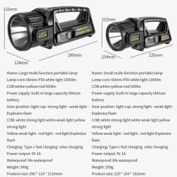 P50 Solar Charging Portable Powerful LED Flashlight Handheld Searchlight USB Rechargeable Spotlight Waterproof Torch Light