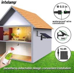 Intelamp Solar Pendant Lights Indoor Outdoor 4000mAh Gazebo Shed Chandeliers With Remote All Day/Night Mode 16.4Ft Hanging Light