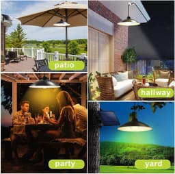Intelamp Solar Pendant Lights Indoor Outdoor 4000mAh Gazebo Shed Chandeliers With Remote All Day/Night Mode 16.4Ft Hanging Light