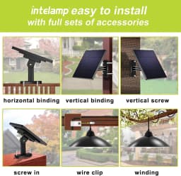 Intelamp Solar Pendant Lights Indoor Outdoor 4000mAh Gazebo Shed Chandeliers With Remote All Day/Night Mode 16.4Ft Hanging Light