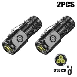 High Quality 3*SST20 LED Flashlight 18350 Super Bright Torch Rechargeable USB Light Waterproof with CAP CLIP for Hiking Camping