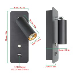 Indoor LED Wall Lamp 7W with USB Charge Wall Lamp Bedroom Living Room Nordic Modern Wall Light Aisle with Switch Wall Sconce