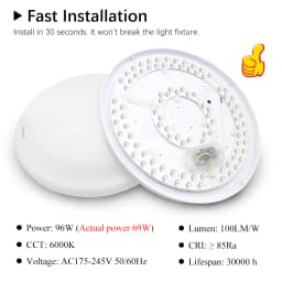 96W LED Ceiling Light Replacement Module round 6000K Color AC220V for Ceiling Fan Lighting