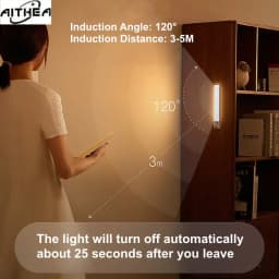 AITHEA Rechargeable LED Motion Sensor Night Light Under Cabinet Cordless Lamp for Kitchen Wardrobe Bedside Strip Bar Light