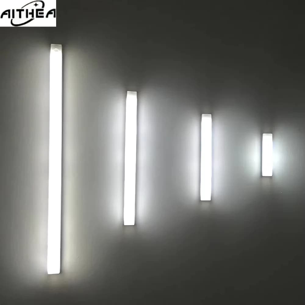 AITHEA Rechargeable LED Motion Sensor Night Light Under Cabinet Cordless Lamp for Kitchen Wardrobe Bedside Strip Bar Light