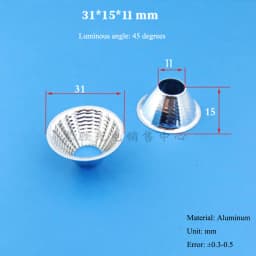 Optical LED Aluminium Reflector Cup for COB Lamp Bead 20-126mm 15-120 Degree Lampshade Replacement Reflective Bowl for DIY Light