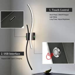 Wireless Rechargeable Battery LED Wall Lamps Wall Sconce for Bedroom 3CCT Touch Dimmable Wall Lights With Remote Control Hallway