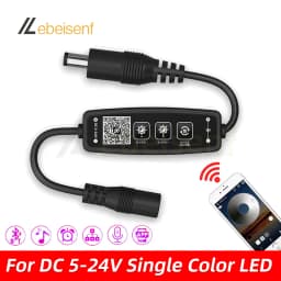 New DC 5V 12V 24V 3A Single Color LED Strip Light Smart Bluetooth APP Music MIC Timing Group Lighting Mini DIM Dimmer Controller