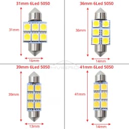10PCS 5050 6Led DC 12v White Led 31mm 36mm 39mm 41mm C5w C10w Interior Festoon Dome Luggage Lamp Reading Bulb Door Read Lighting