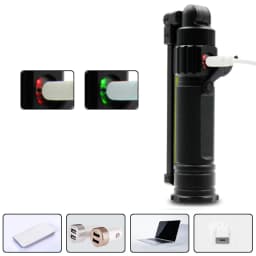 COB XPE LED Camping Emergency Flashlight 18650 USB Garage Work Light 360° Folding Magnetic Inspection Lamp Red SOS Strobe