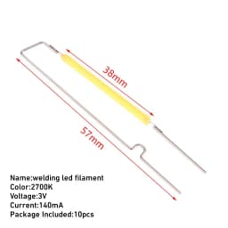 10Pcs 3v 2700k Led Filament Bulb Lamp Parts Ceramic Spot Welding Filament Wire Lamp Filament Led Diode Partial Bulb Chip