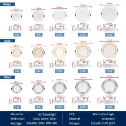 LED Downlight AC 110V 220V Recessed Ceiling Lamp DC12V 24V 5W 9W 12W 15W 18W Ultra-Thin Cold White/Warm White Led Spotlight