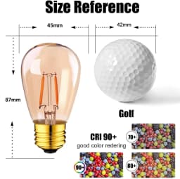 Vintage Edison LED Light Bulb S14 1W E27 Amber Bulbs Warm White 10W Equivalent Incandescent for Garland Pendant Light Decoration