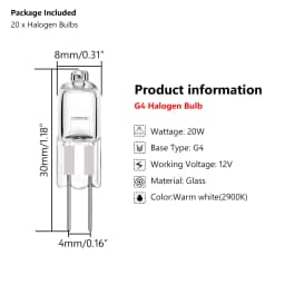 100PCS Wholesale Halogen Lamps G4 Base 20W 12V Energy Saving Tungsten Halogen JC Type Light Bulb Lamp
