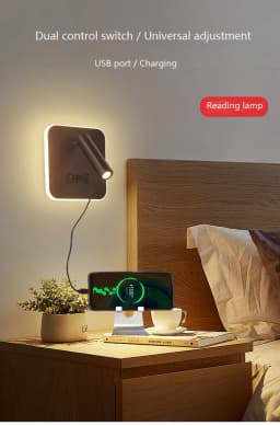 Modern Minimalist Led Wall Lamp USB Charging Indoor Bedroom Lamp Hotel Bedside Reading Lamp Wall Lights Sconce Switch AC 90~240V