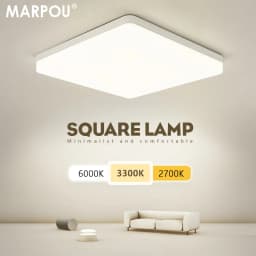 MARPOU Square LED Ceiling Lamp Bedroom Lighting Neutral White Cold White Warm White 48W 36W 24W 18W Led Ceiling Light Room