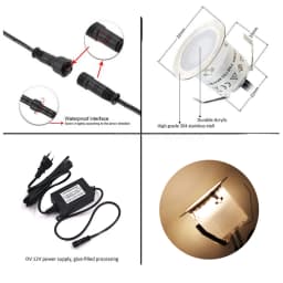 DC12V LED Deck Light IP67 Waterproof Underground Lamp Recessed Landscape Spotlight Garden Pathway Step Deck Light EU/US/UK/AU