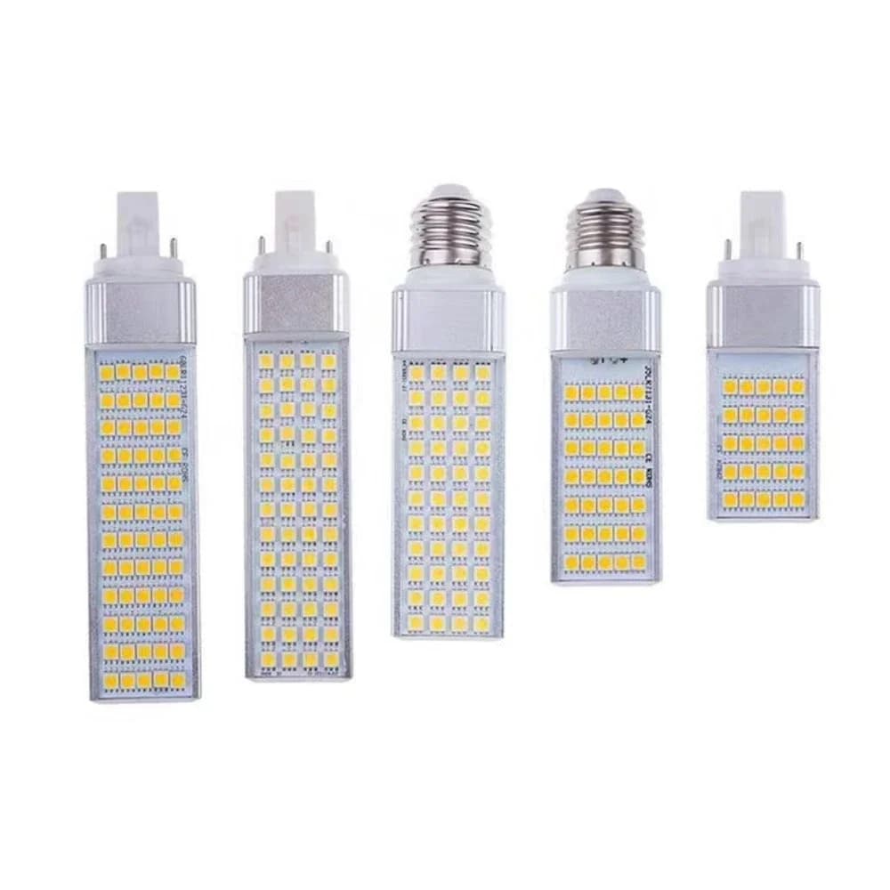G24 2Pin 7W9W10W12W15W18W E27 LED Corn Bulb Lamp Horizontal Clear Cover Rotatable 85-265V Plug 2U PLC CFL LED Replacement Light