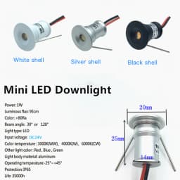 24V Led Mini Spotlight 1W 15mm Downlight 24V Dimmable Small IP65 LED Spot Lamps Hotel Cabinet Lights Home Ceiling Spot Lighting