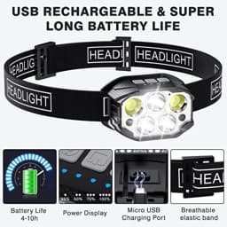 1200 Lumen Led Rechargeable Headlamp Motion Sensor HeadLight Waterproof Head Flashlights For Outdoor Camping Fishing Head Lamp