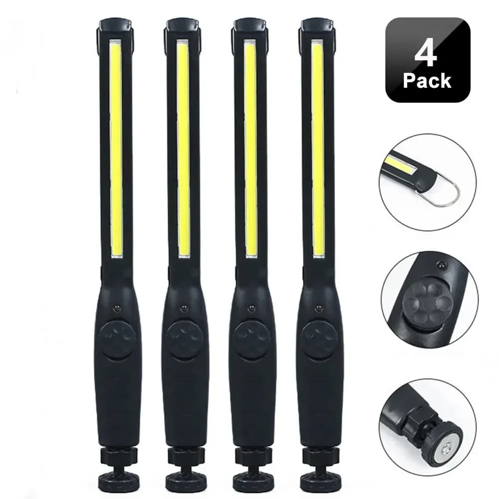1-10pcs COB LED Flashlight Magnetic Work Light USB Rechargeable Torch Portable Lantern Inspection Light Camping Car Repair Lamp