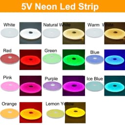 DC5V USB/Wire/DC Neon Strip Light Waterproof 5mm-6mm Narrow Rope Flexible Tape Silicone Tube Bar DIY Sign Red Green Blue Yellow