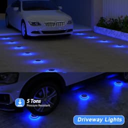 6 Packs Solar Driveway Lights Solar Dock Lights Blue Solar Deck Lights Outdoor IP68 Waterproof, Stick on for Step Pool Pathway