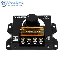 DC12V-24V LED Dimmer 30A 360W Brightness Adjuster Rotary Knob PWM Stepless Dimmer Switch LED Controller for Light Strip Dimming