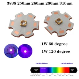 5pcs UVC LED 1W 3535 250-260nm 262-270nm 270-280nm 290-300nm 340-345nm 5-7V Circuit, Aluminum PCB 16MMPCB 20MMPCB