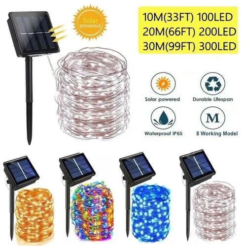 Solar Fairy Lights Outdoor 8 Modes Waterproof String Lights for Garden Patio Yard Christmas Party Decor Warm White Solar Light