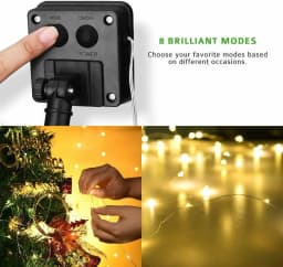 Solar Fairy Lights Outdoor 8 Modes Waterproof String Lights for Garden Patio Yard Christmas Party Decor Warm White Solar Light