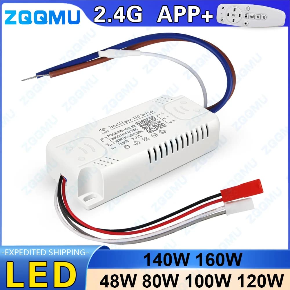 LED Driver 2.4G 20-40W×2 40W 60W 80W 100W 280mA Adapter for Power Supply AC220V 3 Tone Lighting Transformer With Controller
