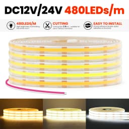 IP68 Waterproof COB LED Strip Lights 12V 24V 480Leds/M High Density Flexible Diode Tape Light RA90 3000K 4000K 6000K Room Decor