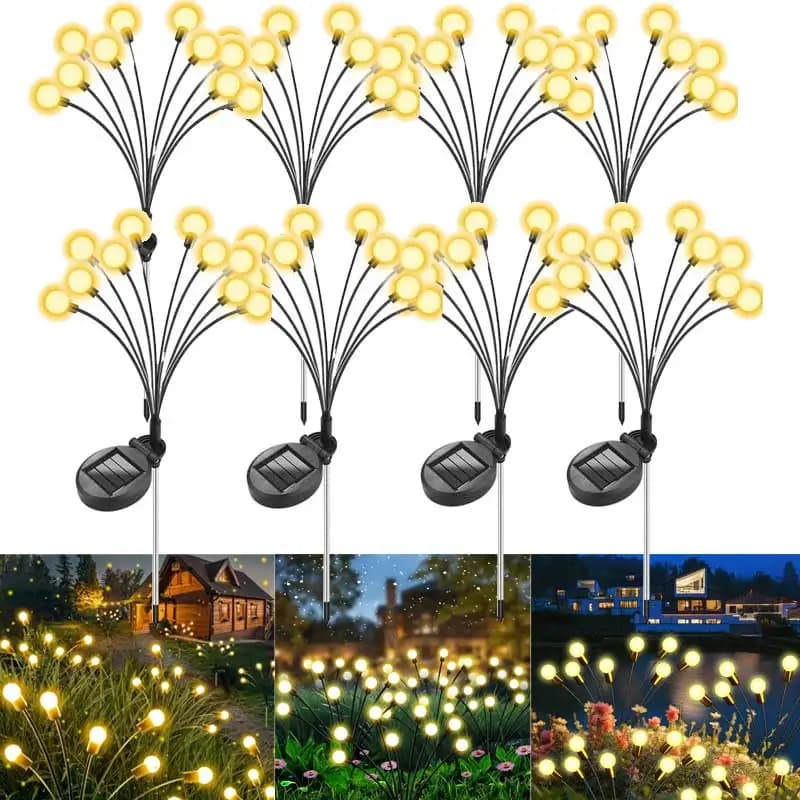 8pcs Outdoor Lights Solar Lawn Lamp Garden Lamp LED Wind-driven Firefly Ground Plug Lamp for Garden Lawn Landscape Holiday Light