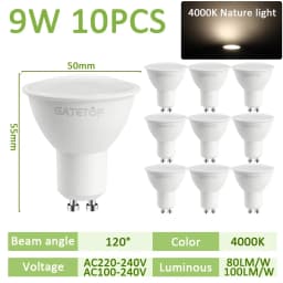 10PCS LED Spotlight GU10 9W 120degree 38degree 3000K 4000K 6000K AC 110V 220V Daylight No Flicker for Track Lighting Living Room