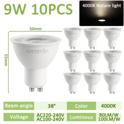 10PCS LED Spotlight GU10 9W 120degree 38degree 3000K 4000K 6000K AC 110V 220V Daylight No Flicker for Track Lighting Living Room