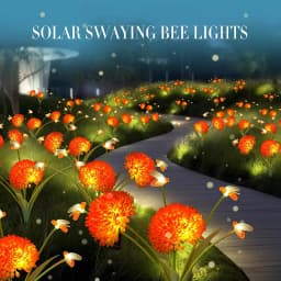 1 Solar Garden Light, Swinging Bee Light with Flowers, Waterproof Firefly Light, Garden Courtyard Path Decoration, Ladies' Gift